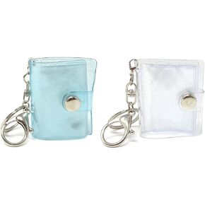 Honbay 2PCS Pocket Photo Album Keychains Mini Photo Album Binder Photo Storage with Keychain for Wedding Anniversary Birthday Valentine Gift (2 Inch)