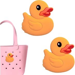 Premium Duck Charms for Bogg Bag, Duck-Themed, Compatible with Simply Southern Beach Tote, 2 Pcs Beach Bag Charms Rubber Inserts Accessories for Women Girls (Duck)