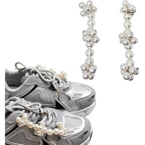 Pearl Bow Shoe Charms for Sneakers, shoelace Decorations Charms Clips Shoes Buckle Pearl Beaded Chain DIY Shoe Lace Sneakers Bag Keychain Charms