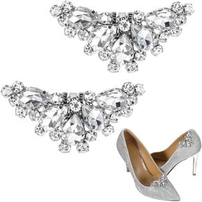 2PCS Shoe Clips for Women Dress Shoes, Detachable Rhinestone Shoes Jewelry Decoration Elegant Crystal Sparkling Heels Shoe Buckle Accessories for Bridal Wedding Party