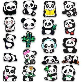 Felvjiaa 20pcs Panda Shoe Charms PVC Shoe Jewelry Decoration,Accessories Pins for Boys Girls and Teens Party Favors Birthday Gifts