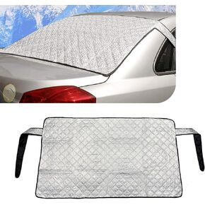 1 PC Car Rear Windshield Winter Protector, 31.5" x 55" Thickened Perfect Coverage Snow and Freeze Cover, Foldable Anti-Theft Privacy Cover for All Seasons, Universal for Cars (Silver)