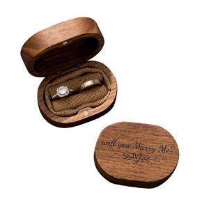 Ring Box, Wedding Ring Box for Proposal, Engagement, Handmade Wooden Rustic Ring Holder, Ring Storage Box Stocking Stuffers Her Valentine's Day Christmas Gift Thanksgiving Gift (Mr & Mrs)