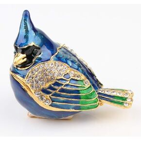 SEVENBEES Cardinal Bird Trinket Box Metal Enameled Animal Figurines Collectable Wedding Jewelry Ring Holder Organizer - Mothers Day Gifts