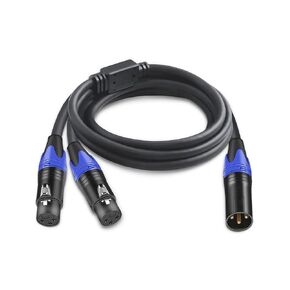 Awsyhom Balanced XLR Y Splitter Cable, XLR Microphone Cable, Male to 2 Female XLR Splitter, 3-Pin XLR Plugs to Dual XLR Jack Adaptor Cord, 3.3 Foot, Blue