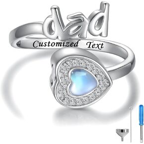 Sterling Silver Urn Ring for Ashes: Mom Dad Nana Papa Husband Ash Memorial Keepsake Cremation Jewelry Rings Gifts for Women