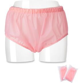 2 PCS Adult Diaper Cover,TPU Waterproof Underwear,Incontinence Leak-Protection,Washable Incontinence Underwear Women, Pink Plastic Pants