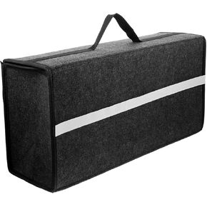 iplusmile Car Trunk Organizer Tote Bag: Small Collapsible Trunk Storage Box with Lid Handle - Soft Felt Trunk Storage Organizers, Univeral Fit in All Vehicles, Black