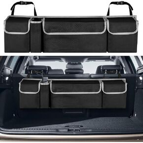 Car Trunk Organizer Storage Bag for Ford Bronco Explorer Escape Edge Transit Expedition Fiesta Ecosport Flex Sport ST XLT Limited SUV accessories, Waterproof Hanging Collapsible Backseat Bag