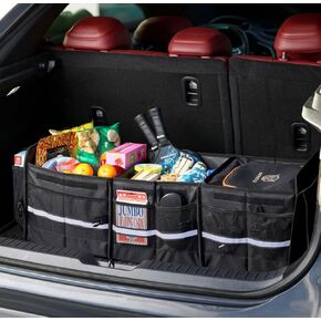 SUV Trunk Organizer with Waterproof Removable Cooler Holds upto 12 Cans- Collapsible Design & Portable Car Organizer - Versatile Storage, Secure Cover, Adjustable Inserts for Groceries
