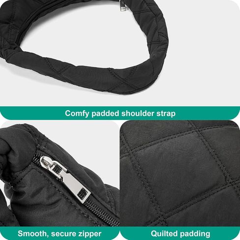 Quilted Puffer Tote Bag for Women Small Shoulder Bag with Zipper Puffy Bubble Hobo Handbags Bag Carryall Bag Puff Purse in Saudi Arabia