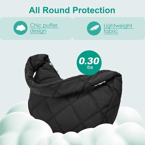 Quilted Puffer Tote Bag for Women Small Shoulder Bag with Zipper Puffy Bubble Hobo Handbags Bag Carryall Bag Puff Purse in Saudi Arabia
