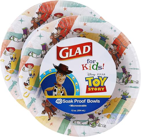 Glad for Kids Disney Pixar Toy Story 12oz Paper Bowls | Kid-Friendly Bowl for Everyday Use, 12oz Disposable Bowls for Kids 40 Count in Saudi Arabia