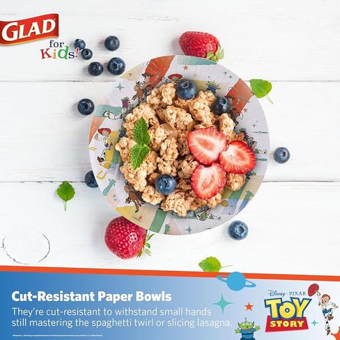 Glad for Kids Disney Pixar Toy Story 12oz Paper Bowls | Kid-Friendly Bowl for Everyday Use, 12oz Disposable Bowls for Kids 40 Count in Saudi Arabia
