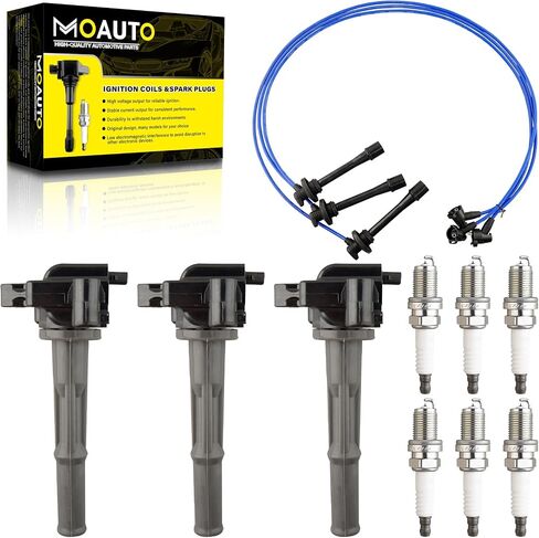 Set of 3 Ignition Coils Pack 90919-02212 UF156 & 6 PCS Iridium Spark Plugs with Wire Set Compatible with Toyota 4Runner T100 Tundra Tacoma 1995-2004 - 3.4L in Saudi Arabia
