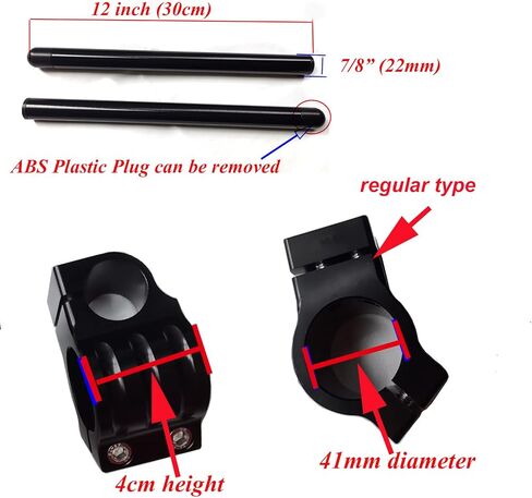 41mm Clip ons Handlebar Fit for Fork Tube 41mm cafe Racer Motorcycle handlebars 7/8", 41 mm Clip on Assembly CNC Black Bars in Saudi Arabia