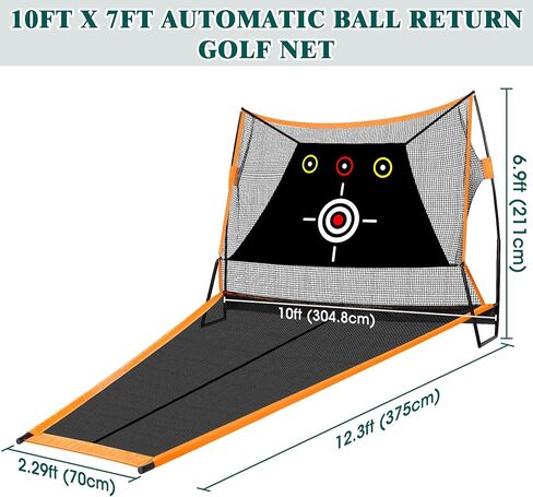 10 X 7 FT Automatic Ball Return Golf Net for Backyard Driving, Golf Practice Net, Golf Hitting Net with Golf Target Screen Cloth Stainless Steel Frame Indoor Outdoor in Saudi Arabia
