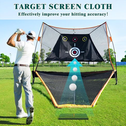 10 X 7 FT Automatic Ball Return Golf Net for Backyard Driving, Golf Practice Net, Golf Hitting Net with Golf Target Screen Cloth Stainless Steel Frame Indoor Outdoor in Saudi Arabia