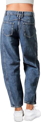 Women's Barrel Jeans for Women Wide Leg Mid Rise Jeans Baggy Loose Trendy Denim Ankle Pants Jeans Boyfriend Jeans in Saudi Arabia