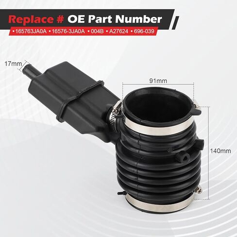 16576-3JA0A خرطوم دخول هواء المحرك لـ 2013-2016 Nissan Pathfinder 3.5L، 2015-2023 Murano / 2013 Infiniti JX35،2014-2016 QX60 يستبدل # 165763JA0A، 004B، A27624،696-039 (165763JA0A، 1 قطعة) in Saudi Arabia