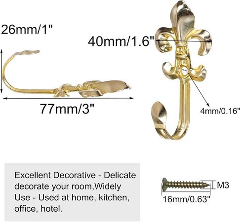 uxcell Set of 8 Curtain Tieback Hooks Metal Vintage Tassel Curtain Drapery Holder Window Holdbacks Wall Hook Clothes Hanger, Gold Tone in Saudi Arabia