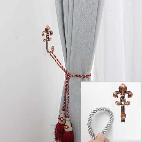 uxcell Set of 8 Curtain Tieback Hooks Metal Vintage Tassel Curtain Drapery Holder Window Holdbacks Wall Hook Clothes Hanger, Gold Tone in Saudi Arabia