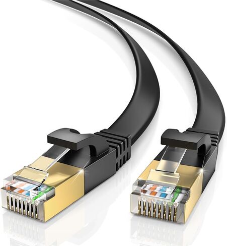 Maximm Cat7 Flat Ethernet Cable 50 Ft, 600 MHz, Shielded RJ45, Black in Kuwait