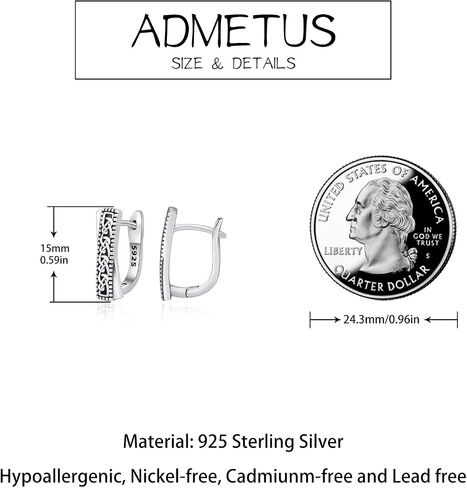 ADMETUS Celtic Knot Hoop Earrings 925 Sterling Silver Leverback Hoop Earrings Huggie Earrings Jewelry Gifts for Men Women with Gift Box in Kuwait
