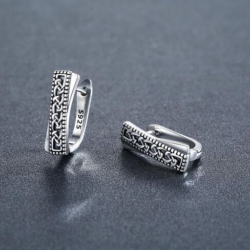 ADMETUS Celtic Knot Hoop Earrings 925 Sterling Silver Leverback Hoop Earrings Huggie Earrings Jewelry Gifts for Men Women with Gift Box in Kuwait