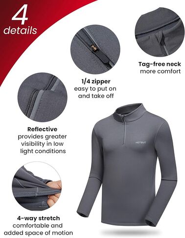 HOTSUIT 1/4 البريدي البلوز رجالي تشغيل قميص ربع البريدي كنزة صوف كم طويل سريعة الجافة خفيفة الوزن عاكسة in Kuwait