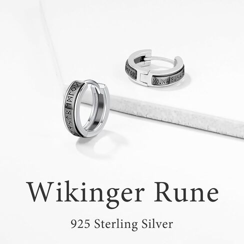Odinstone Viking Earrings for Men Women, Norse Viking Rune Hoop Celtic Knot Earrings 925 Sterling Silver Huggie Hoops Earrings Jewelry Gift in Kuwait