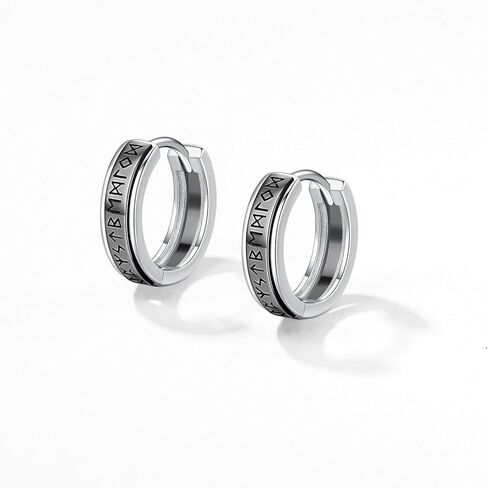 Odinstone Viking Earrings for Men Women, Norse Viking Rune Hoop Celtic Knot Earrings 925 Sterling Silver Huggie Hoops Earrings Jewelry Gift in Kuwait
