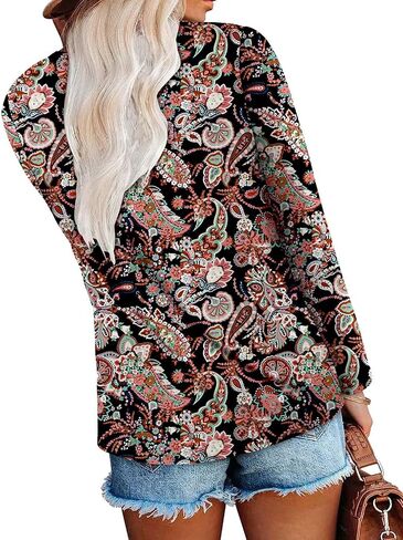 Long Sleeve Shirts for Women Fashion V Neck Basics Casual Top Fitted Tunic Tops in Saudi Arabia