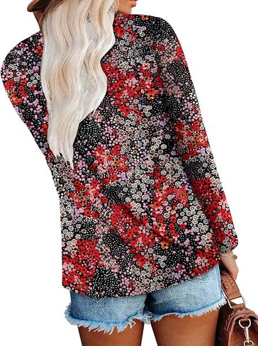 Long Sleeve Shirts for Women Fashion V Neck Basics Casual Top Fitted Tunic Tops in Kuwait