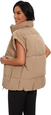 Esmeling Womens Winter Sleeveless Puffer Vest Stand Collar Insulated Padded Puffy Gilet Jackets with Pockets in Saudi Arabia