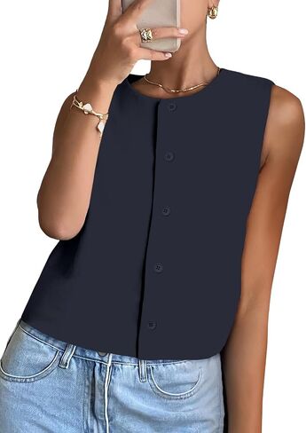 EVALESS Vest for Women 2025 Button Down Sleeveless Blazer Suit Vest Cropped Waistcoat Spring Summer Casual Outfits in Saudi Arabia