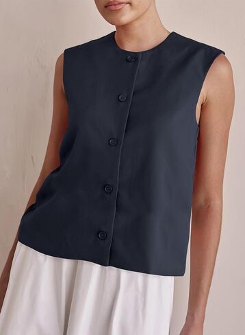 EVALESS Vest for Women 2025 Button Down Sleeveless Blazer Suit Vest Cropped Waistcoat Spring Summer Casual Outfits in Saudi Arabia