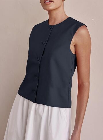 EVALESS Vest for Women 2025 Button Down Sleeveless Blazer Suit Vest Cropped Waistcoat Spring Summer Casual Outfits in Saudi Arabia
