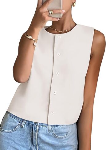 EVALESS Vest for Women 2025 Button Down Sleeveless Blazer Suit Vest Cropped Waistcoat Spring Summer Casual Outfits in Saudi Arabia