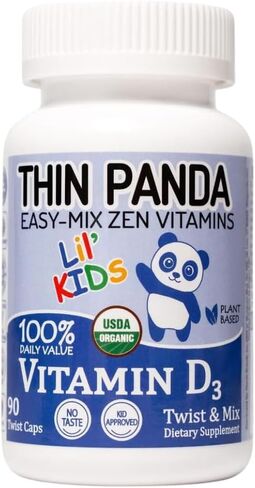Organic Vitamin D3 Supplement | 100% Of Your RDA | For Strong Bones & Healthy Immunity | Unique Twist & Mix Design | GMO Gluten Vegan & Taste Free | For Kids Ages 3 & Under| 90 Servings | Lil' Kids in Saudi Arabia