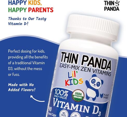 Organic Vitamin D3 Supplement | 100% Of Your RDA | For Strong Bones & Healthy Immunity | Unique Twist & Mix Design | GMO Gluten Vegan & Taste Free | For Kids Ages 3 & Under| 90 Servings | Lil' Kids in Saudi Arabia