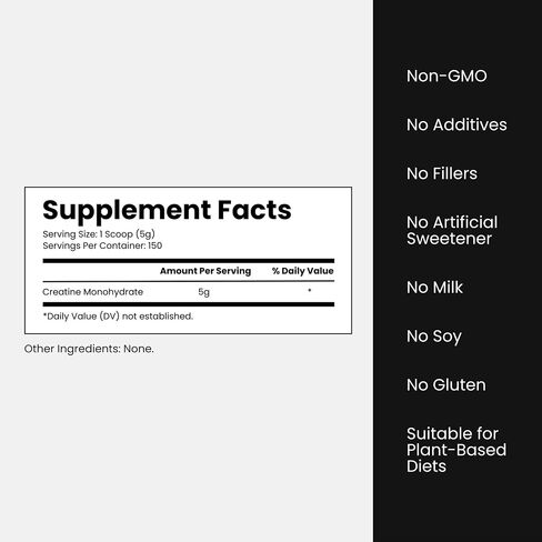 Purest Creatine On The Planet! - Build Muscle, Recover Faster, Enchance Cognition - Highest-Grade, HPLC Tested, NSF Certified, 100% Creapure - Unflavored, 750g, 5g Per Serv (150 Servings) in Saudi Arabia