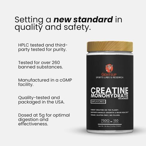 Purest Creatine On The Planet! - Build Muscle, Recover Faster, Enchance Cognition - Highest-Grade, HPLC Tested, NSF Certified, 100% Creapure - Unflavored, 750g, 5g Per Serv (150 Servings) in Saudi Arabia