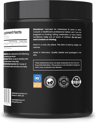 Purest Creatine On The Planet! - Build Muscle, Recover Faster, Enchance Cognition - Highest-Grade, HPLC Tested, NSF Certified, 100% Creapure - Unflavored, 750g, 5g Per Serv (150 Servings) in Saudi Arabia