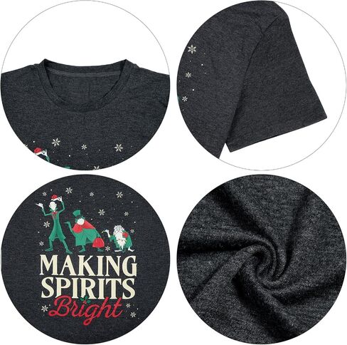 Making Spirits Bright Shirts Women Christmas Shirt Christmas Party Tops Xmas Gift Tees Holiday Season Clothes in Saudi Arabia