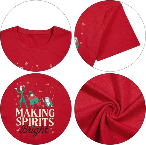 Making Spirits Bright Shirts Women Christmas Shirt Christmas Party Tops Xmas Gift Tees Holiday Season Clothes in Saudi Arabia