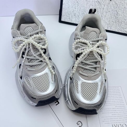 Pearl Bow Shoe Charms for Sneakers, shoelace Decorations Charms Clips Shoes Buckle Pearl Beaded Chain DIY Shoe Lace Sneakers Bag Keychain Charms in Saudi Arabia