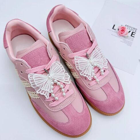 Pearl Bow Shoe Charms for Sneakers, shoelace Decorations Charms Clips Shoes Buckle Pearl Beaded Chain DIY Shoe Lace Sneakers Bag Keychain Charms in Saudi Arabia