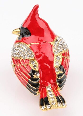 SEVENBEES Cardinal Bird Trinket Box Metal Enameled Animal Figurines Collectable Wedding Jewelry Ring Holder Organizer - Mothers Day Gifts in Kuwait