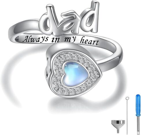Sterling Silver Urn Ring for Ashes: Mom Dad Nana Papa Husband Ash Memorial Keepsake Cremation Jewelry Rings Gifts for Women in Saudi Arabia